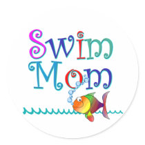 Swim Mom Round Stickers