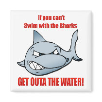 Swim with the Sharks Square Magnet by swimtowin Swim with the Sharks Square Magnet