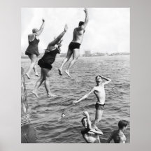 Swiming at the Pier Poster Print - 1780264