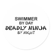 Swimmer Deadly Ninja by Night Round Sticker