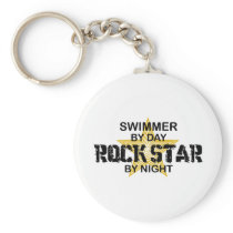 Swimmer Rock Star by Night Keychain
