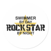 Swimmer Rock Star by Night Stickers
