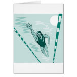 swimmer swimming freestyle retro greeting cards