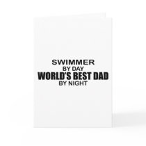 Swimmer - World's Best Dad by Night Greeting Cards