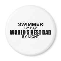 Swimmer - World's Best Dad by Night Fridge Magnets