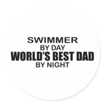 Swimmer - World's Best Dad by Night Sticker