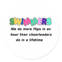 Swimmers & Cheerleaders Round Stickers