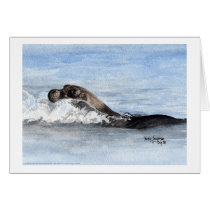 Swimming Baby Seal, Watercolor cards