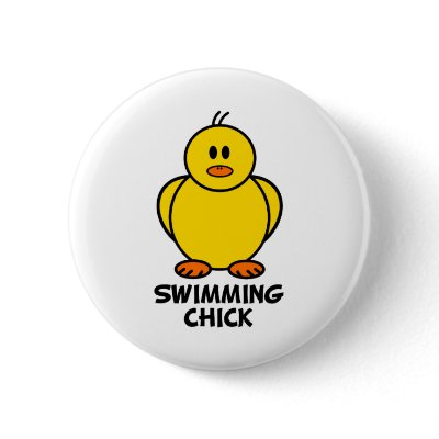 Swimming Chick Pinback button