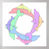 Swimming Dolphins And Babies Poster