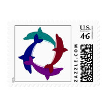 Swimming Dolphins Postage Stamps