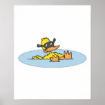 swimming duck with sunglasses posters