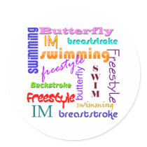 Swimming Everywhere Round Sticker