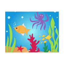 Swimming fishes postcards