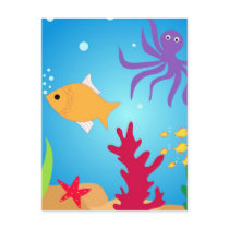 Swimming fishes postcards