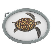 Swimming Hawksbill Sea Turtle Belt Buckle