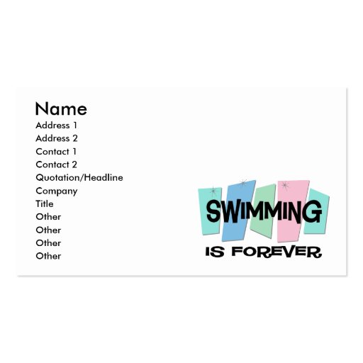 Swimming Is Forever Business Card Templates (front side)
