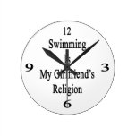 Swimming Is My Girlfriend's Religion Wallclocks