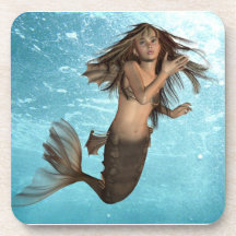 Swimming Mermaid Set of Coasters