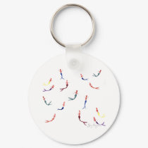Swimming Mermaids Keychain by ginyhogan Swimming Mermaids Keychain