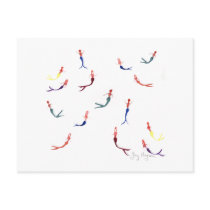 Swimming Mermaids Postcard by ginyhogan Swimming Mermaids Postcard