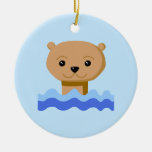 Swimming Otter. Christmas Tree Ornament