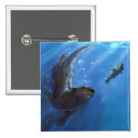 Swimming otter pinback button