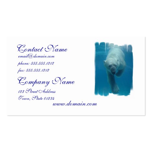 Swimming Polar Bear  Business Card (front side)