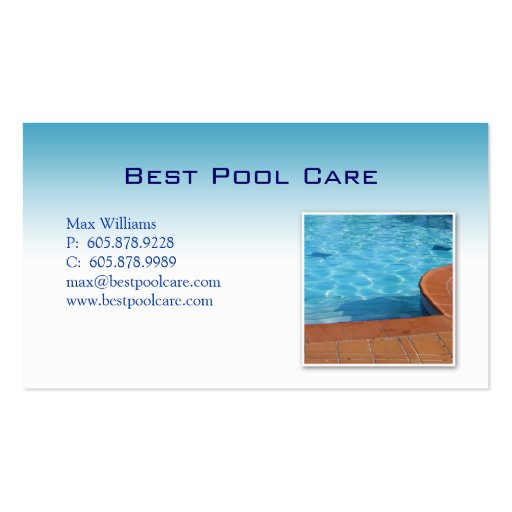Swimming Pool Care Maintenance Business Card (front side)