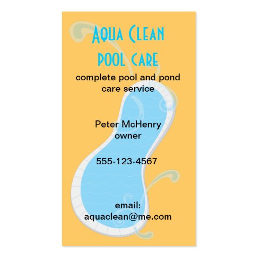 Swimming Pool Care service business cards (front side)