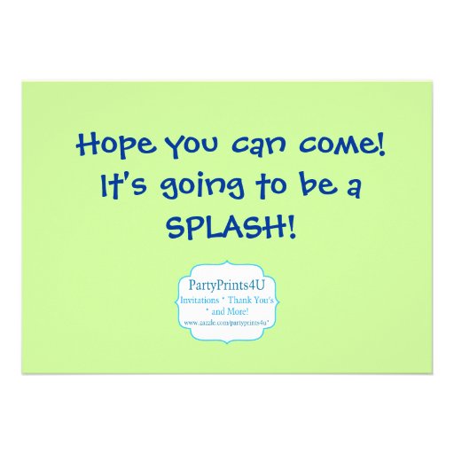 Swimming Pool Party - Green Water Slide Birthday Personalized Invites