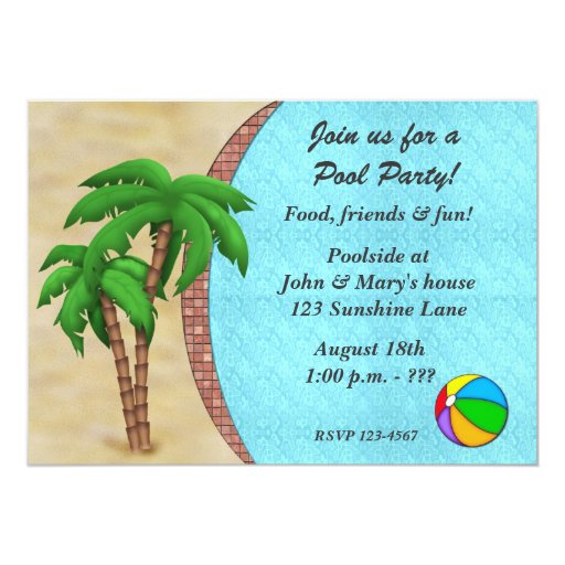 Swimming Pool Party Invitation Zazzle 9073