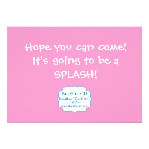 Swimming Pool Party - Pink Water Slide Birthday Custom Announcements