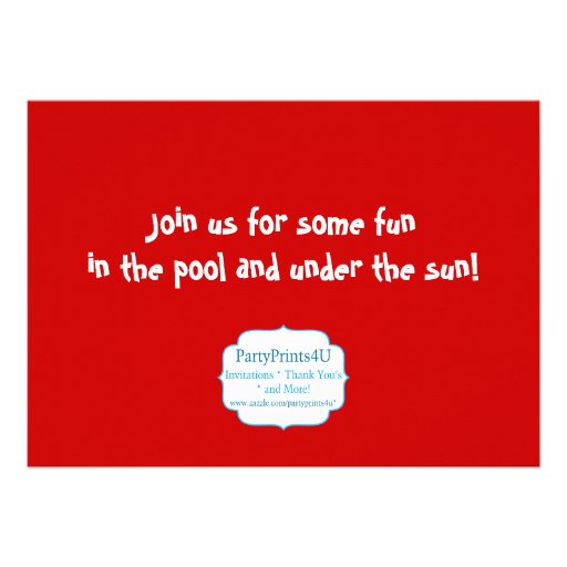 Swimming Pool Party - Red Chevron Birthday Invite