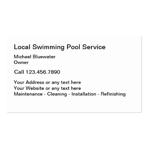 Swimming Pool Service Business Cards (back side)