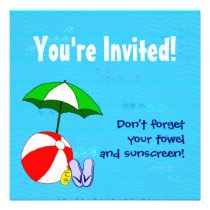 Swimming Pool Theme Custom Party Invitations invitations