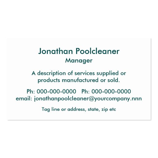 Swimming pool tiles business card template (back side)