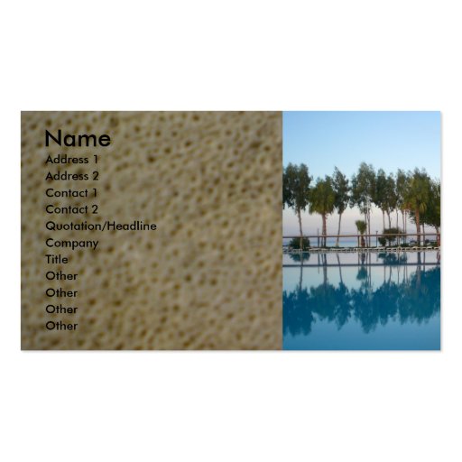 Swimming pool view business cards (front side)