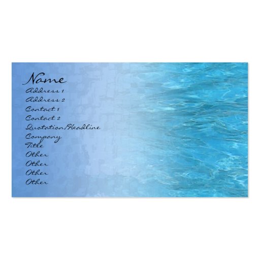 Swimming Pool Water Profile Card Business Card Template (front side)
