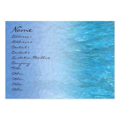 Swimming Pool Water Profile Card Business Cards (front side)