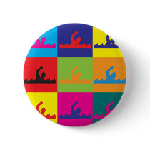 Swimming Pop Art Buttons