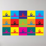 Swimming Pop Art Poster