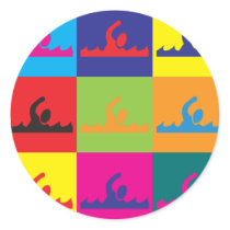 Swimming Pop Art Stickers