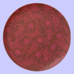 Swimming Red Fish on dark red background plates