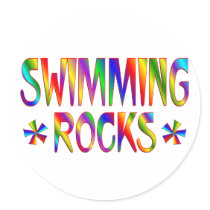 SWIMMING ROCKS ROUND STICKERS