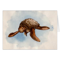 Swimming Sea Turtle Vintage Illustration cards