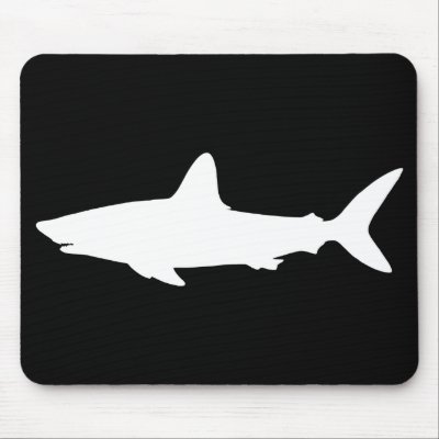 Swimming Shark Mouse Pads by silhouette_emporium