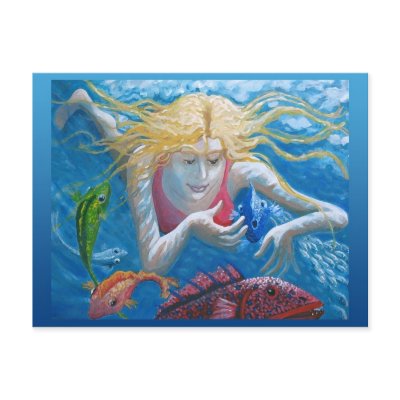 Swimming with tropical fish postcard by Annaart