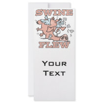 swine flew flying pig flu pun cartoon customized rack card