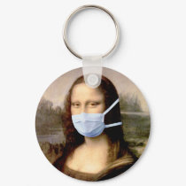 Swine Flu Mona Lisa With Mask Keychain